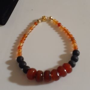 Agate and lava aromatherapy bracelet 24k